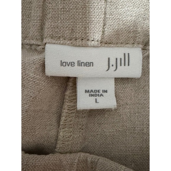 J Jill Love Linen Pants L Beige Elastic Waist Pull On Crop Ankle 100% Linen - Picture 6 of 12